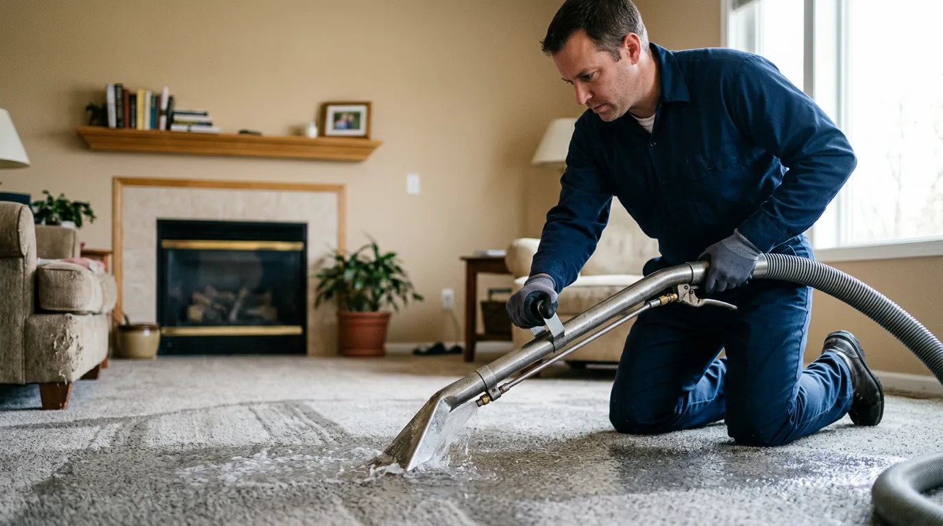 Water damage restoration technician working near Irene, TX